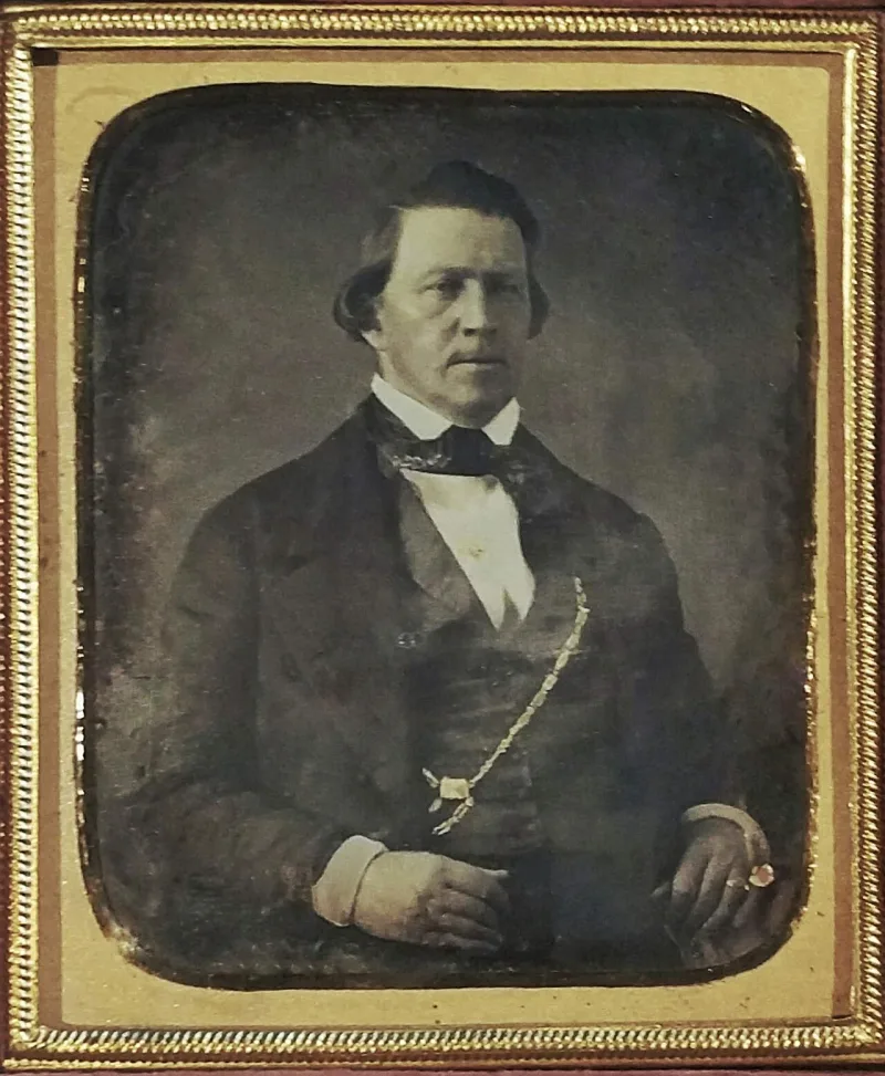 Brigham Young in an 1853 daguerreotype, from the years of the blood-atonement sermons