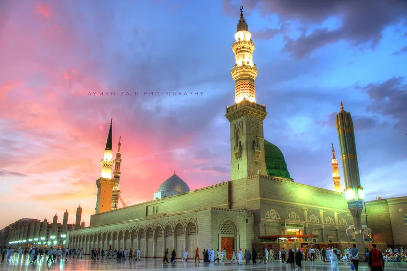 The Prophet's Mosque at Medina; the households the Surah 33 verses regulate adjoined this building