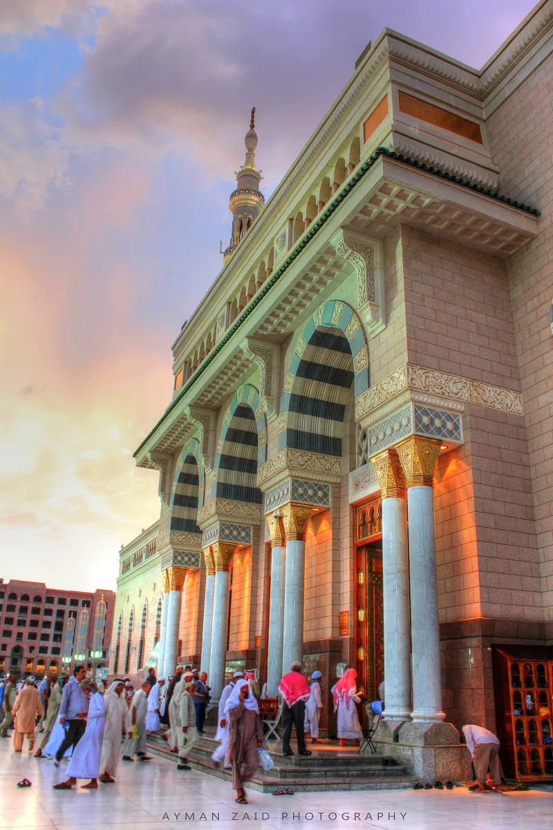 The Prophet's Mosque at Medina, on the site where Aisha's chamber adjoined the first building