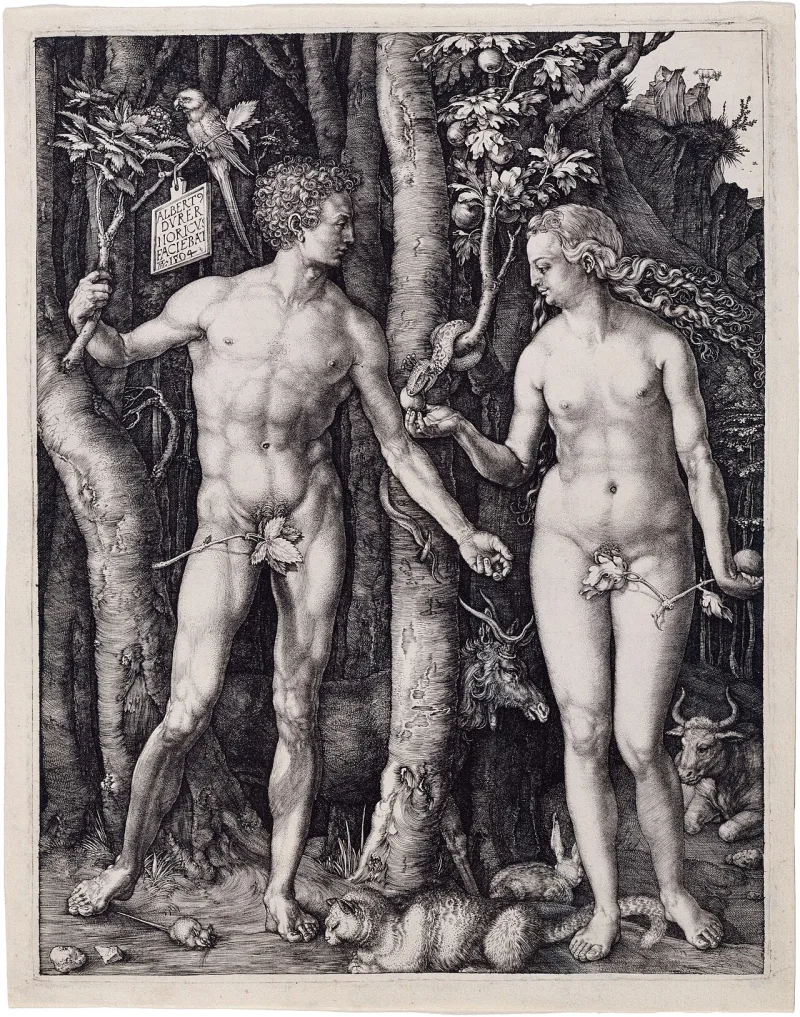 Dürer's 1504 engraving of Adam and Eve; Brigham Young identified this Adam as God