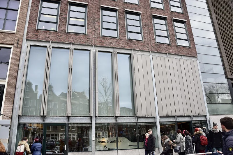The Anne Frank House in Amsterdam; her name was submitted for proxy baptism repeatedly