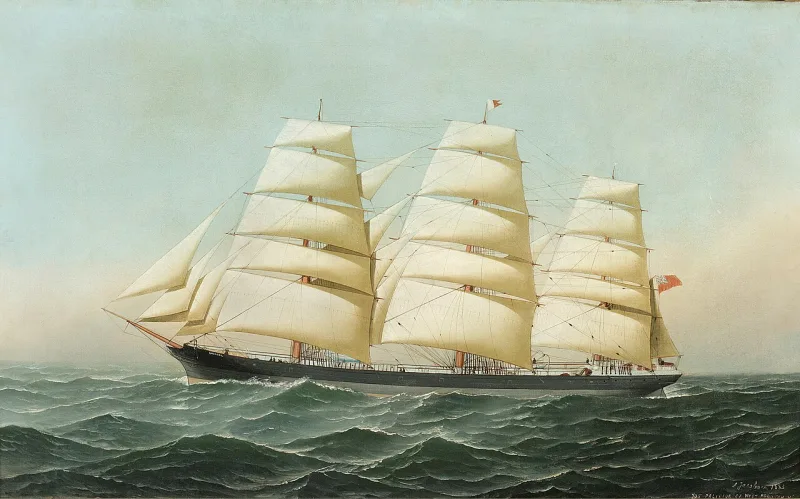 A square-rigged clipper under sail; the Watchtower likens doctrinal change to a ship tacking