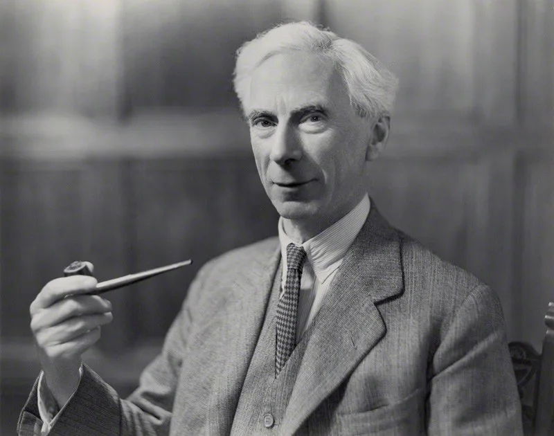 Bertrand Russell in 1936; he credited reading Mill with the 'who made God?' objection