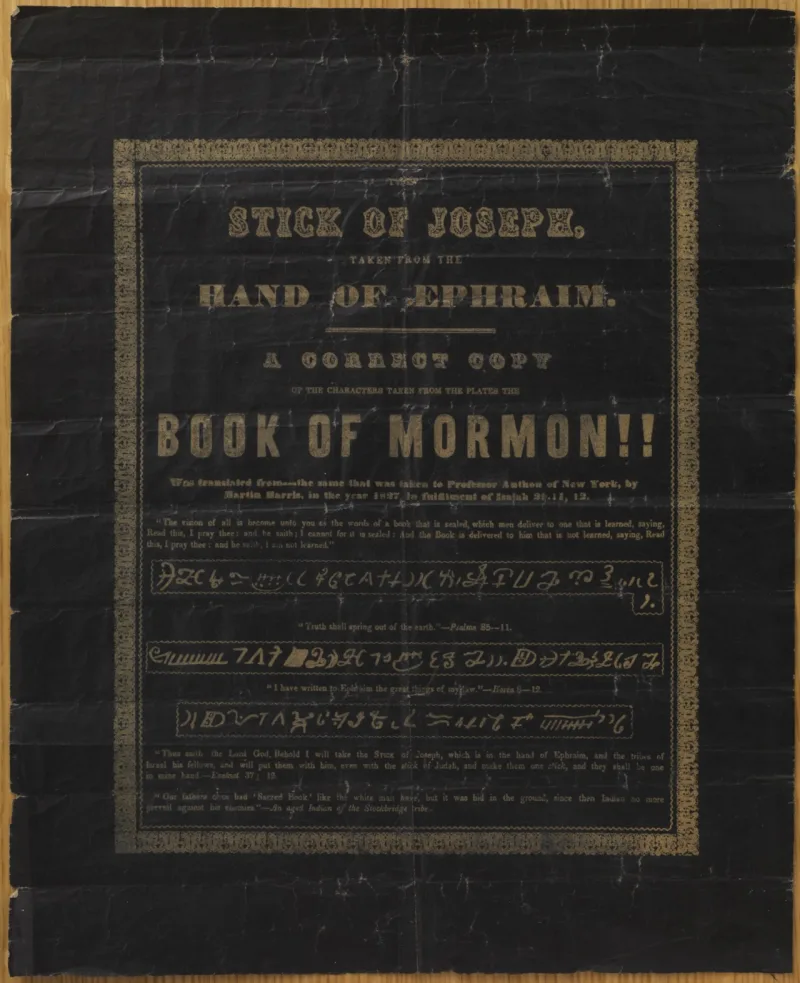 A broadside reproduction of the characters copied from the plates, circulated in the nineteenth century