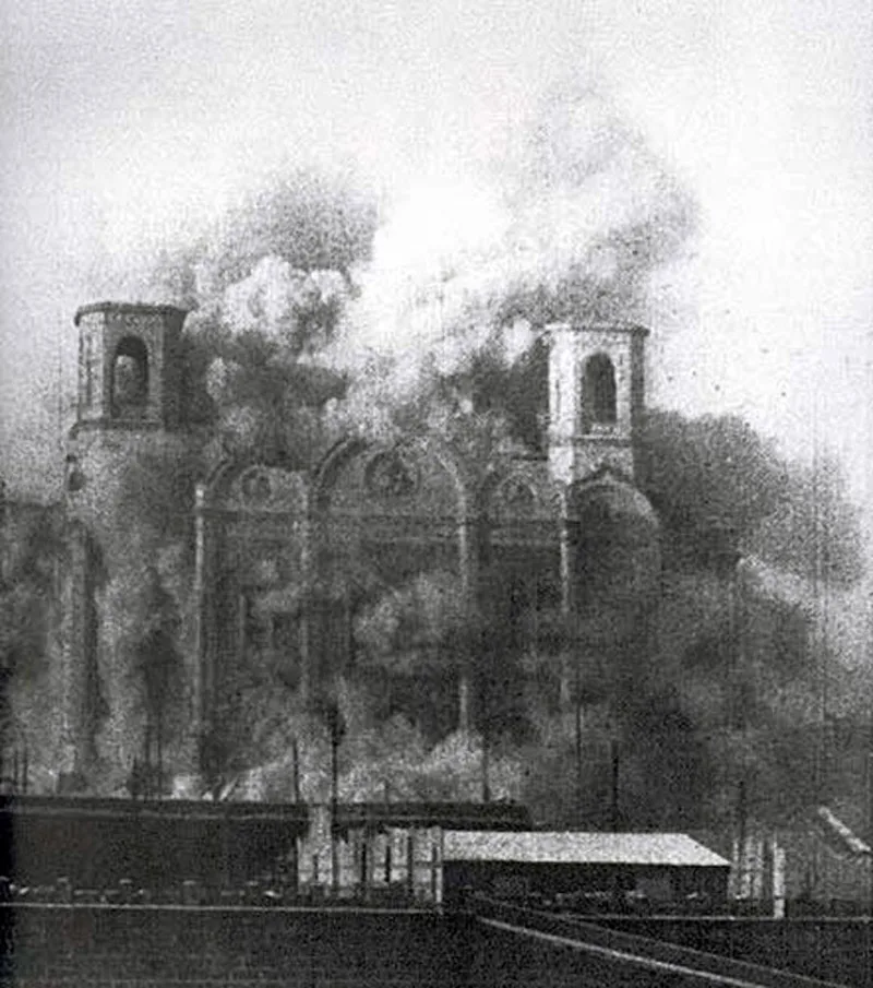 Moscow's Cathedral of Christ the Saviour dynamited in 1931 by the officially atheist Soviet state