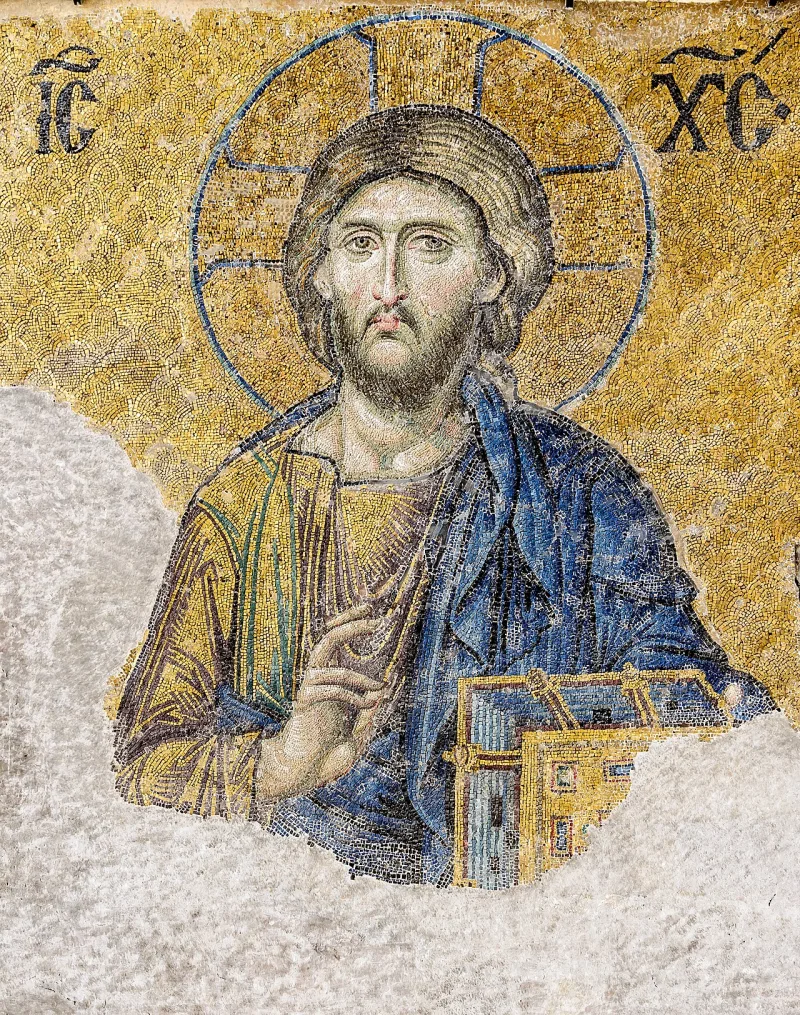 The thirteenth-century Deesis mosaic of Christ in Hagia Sophia, Istanbul, an eastern rather than western portrayal