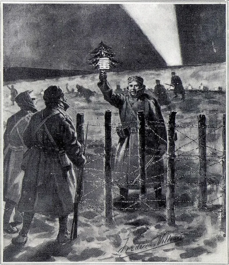 The Illustrated London News depiction of the 1914 Christmas truce, published in January 1915