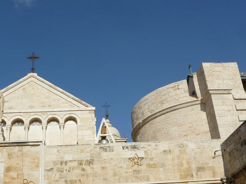 The Church of the Nativity in Bethlehem, built over the cave venerated as the birthplace since antiquity