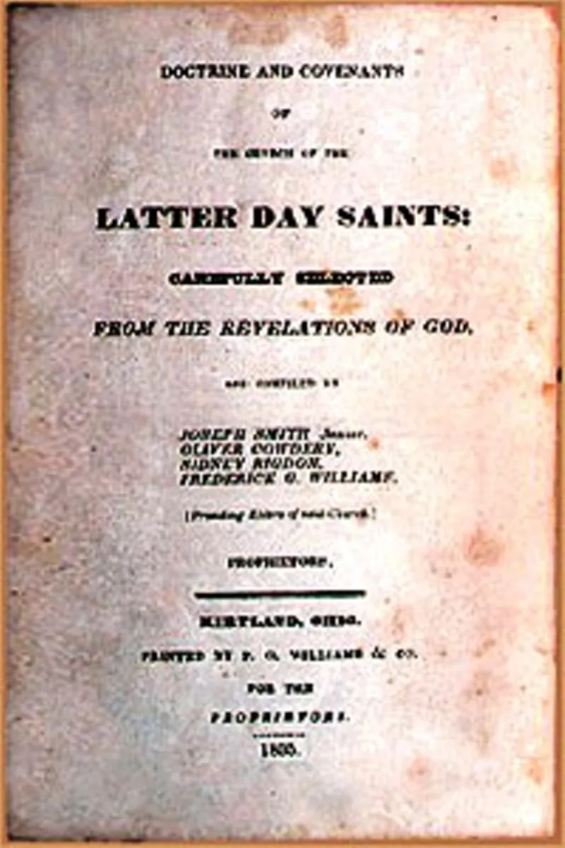 Title page of the 1835 Doctrine and Covenants, the collection later carrying section 132