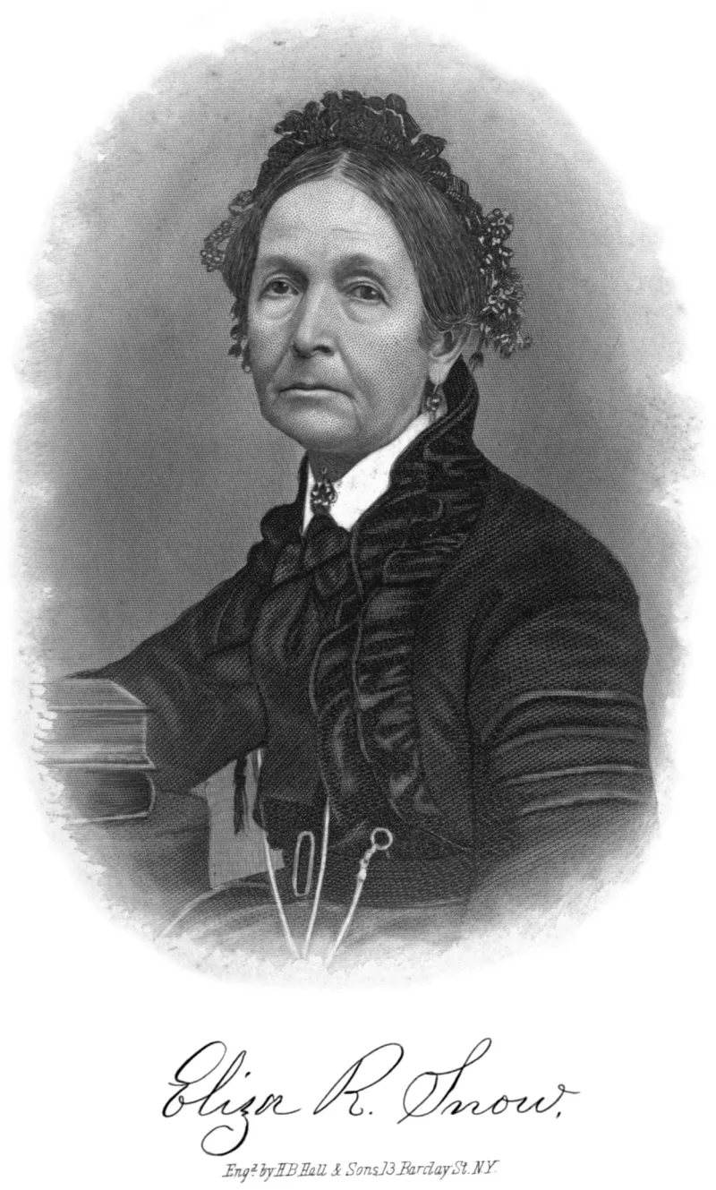 An engraved portrait of Eliza R. Snow, plural wife of Joseph Smith and Brigham Young