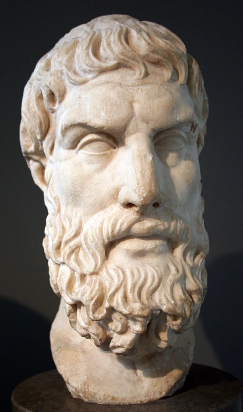 A Roman marble bust of Epicurus, whose name is attached to the ancient form of this dilemma