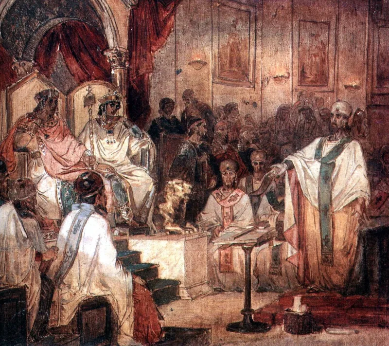 A later engraving of the Council of Chalcedon, 451, which defined Christ's natures and named no fourth person
