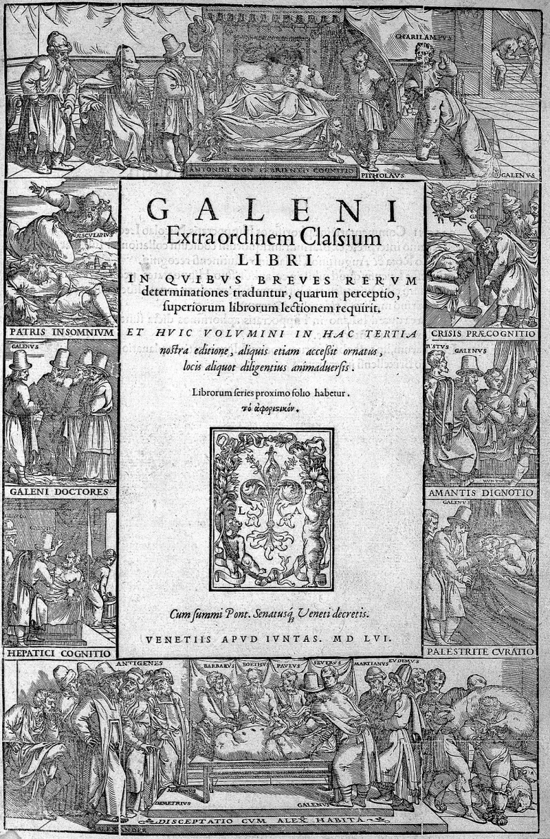 The title page of Galen's collected works, the medical corpus that shaped late-antique embryology