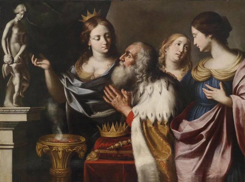 Venanzi's painting of Solomon led into idolatry by his wives, the scene behind 1 Kings 11