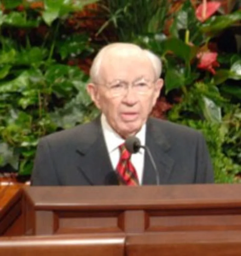 Gordon B. Hinckley, photographed in 2007; the 1998 interview is on the church's own site