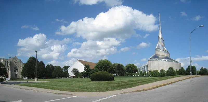 The Temple Lot with the Community of Christ temple and auditorium standing behind it, Independence