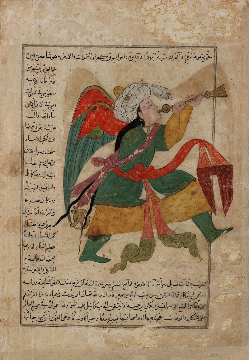 Israfil in al-Qazwini's Wonders of Creation, from the same descriptive tradition as the paradise reports
