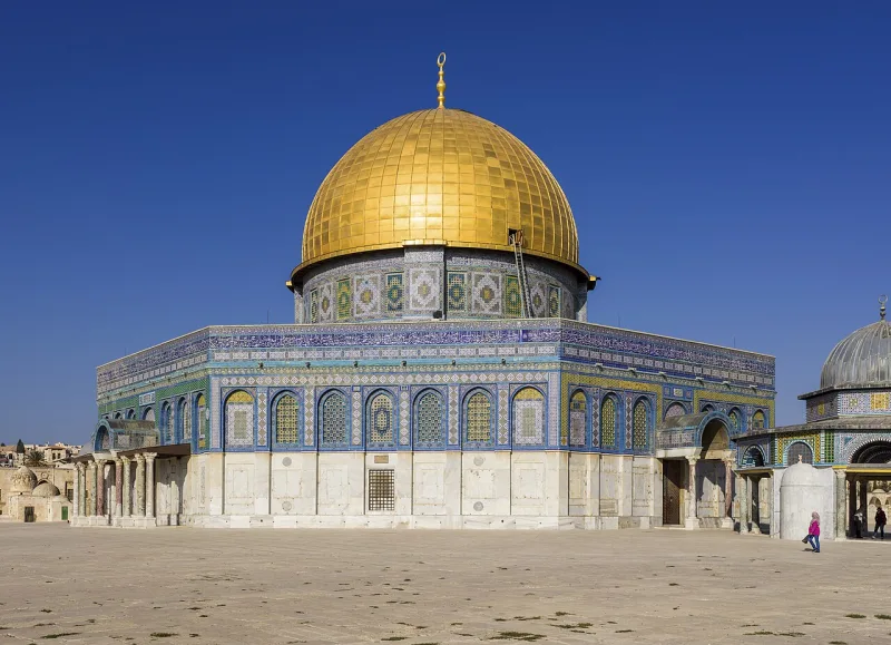 The Dome of the Rock in Jerusalem, completed in 691 and inscribed with Muhammad's name