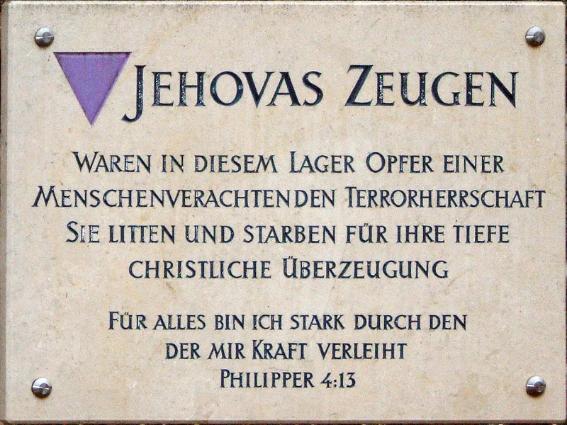Memorial tablet to Jehovah's Witnesses at the Mauthausen concentration camp site in Austria