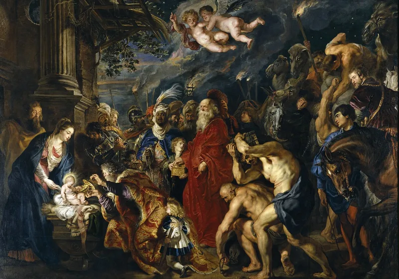 Rubens's Adoration of the Magi, the nativity scene behind the Christmas observance Witnesses decline