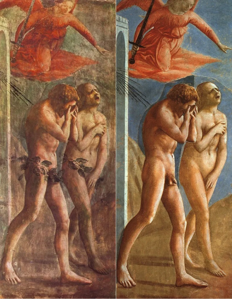 Masaccio's Expulsion from Eden, 1427, showing the Fall as catastrophe rather than as a blessing