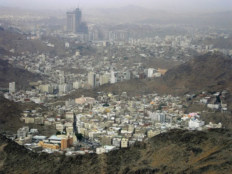 Mecca seen from Jabal al-Nour, the descent Muhammad is said to have made trembling