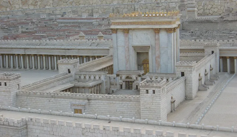 A scale model of Second Temple Jerusalem; Bethlehem lies some eight kilometres to the south