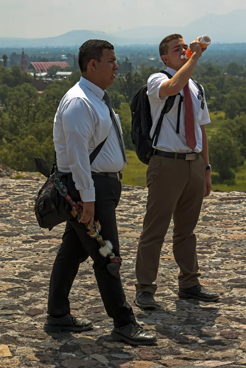 Missionaries at Teotihuacan in Mexico; assignments are issued centrally and are not chosen