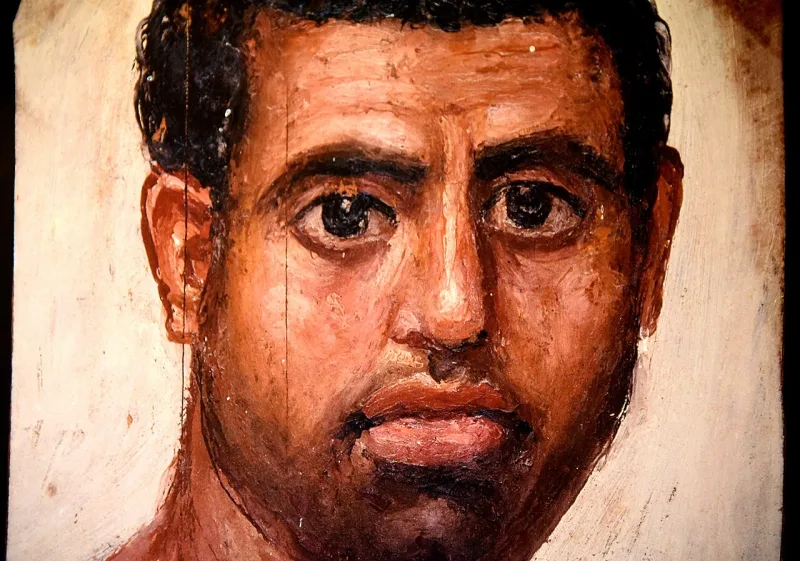 A Roman-era mummy portrait from Fayum, Egypt, painted about AD 80-100 from life