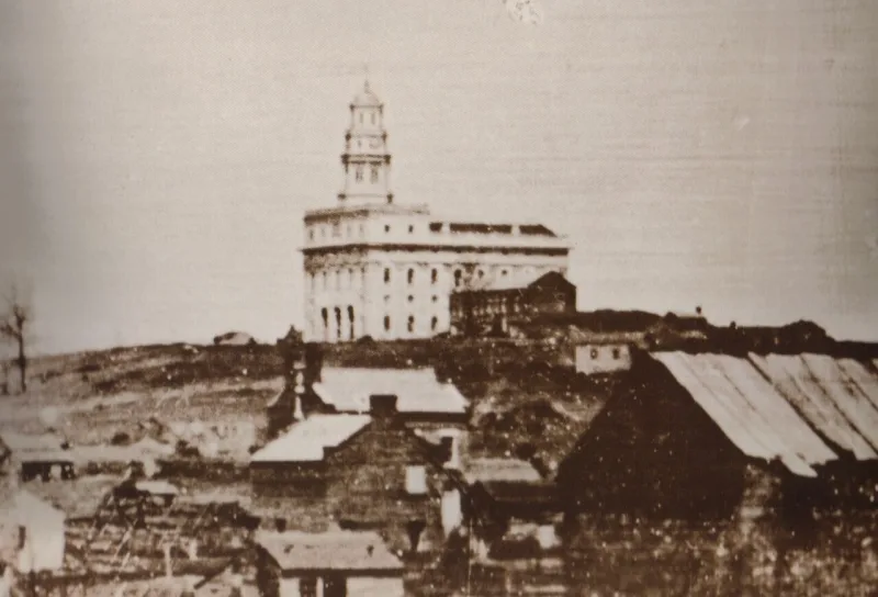 A daguerreotype of the Nauvoo Temple, where the endowment took its developed form