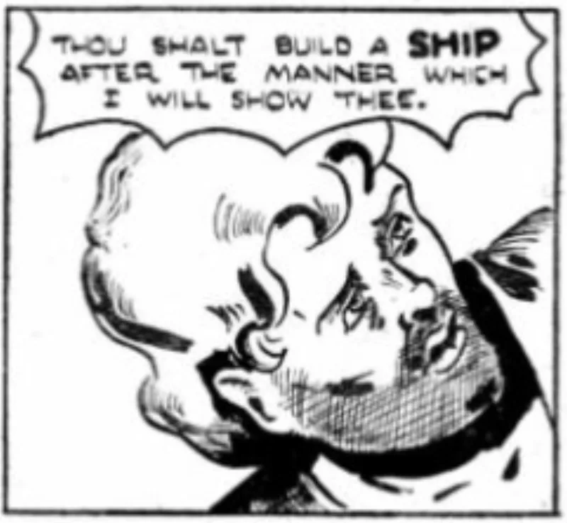 Nephi commanded to build a ship, from a 1948 Latter-day Saint comic; an illustration, not a find