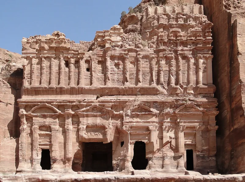 The Palace Tomb at Petra, in the region the Bible calls Edom; the carving is later Nabataean