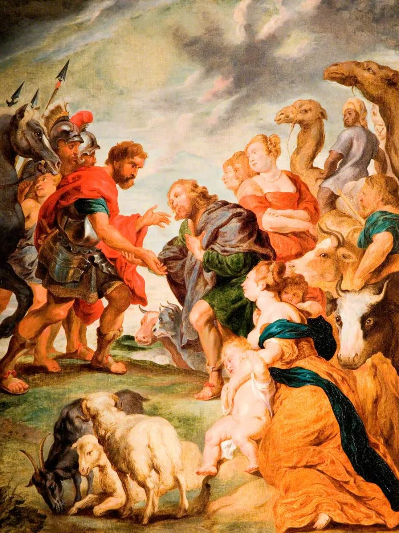 After Rubens, The Meeting of Esau and Jacob, the reconciliation Genesis 33 records between the brothers