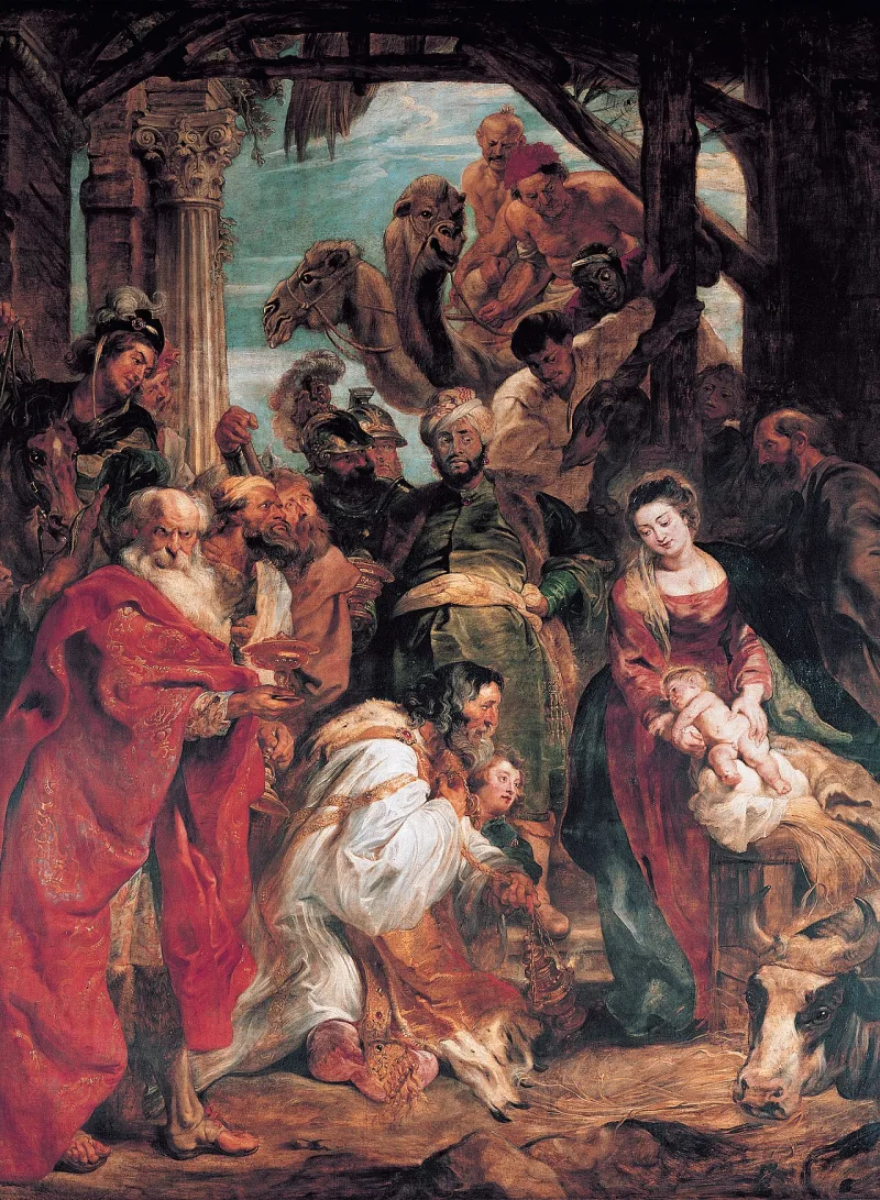 Rubens's Adoration of the Magi; the Greek verb used of the magi is proskuneo