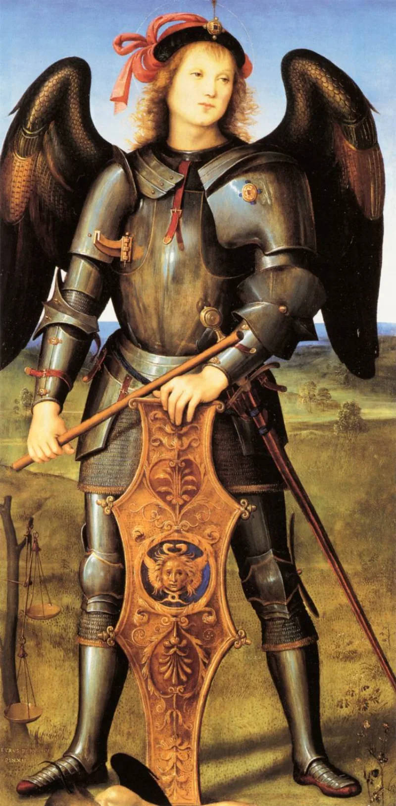 Perugino's Archangel Michael, about 1500; Scripture names Michael in Daniel, Jude and Revelation
