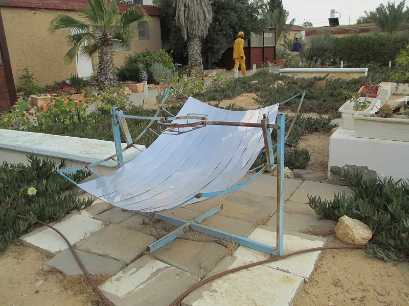 A solar cooker in the Dimona village, part of the community's vegan and self-sufficient practice