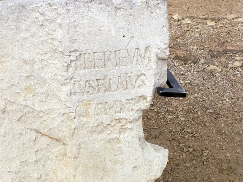 The Caesarea stone naming Pontius Pilate, the Roman prefect whose verdict sent Jesus to the cross