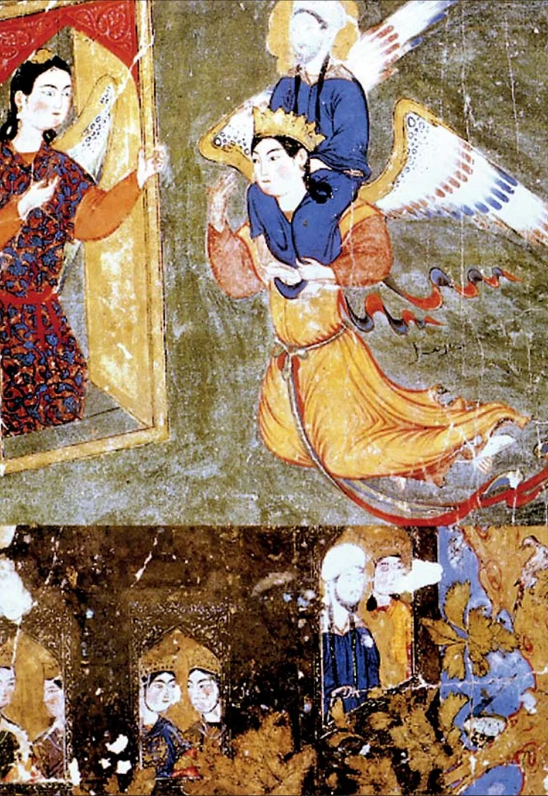 Muhammad shown paradise in a Persian Miraj-nama of about 1360, from Tabriz