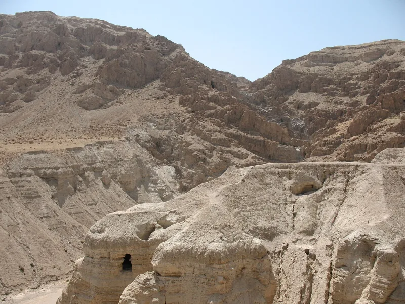 A scroll cave at Qumran, where thousands of manuscript fragments were sifted out of the dust