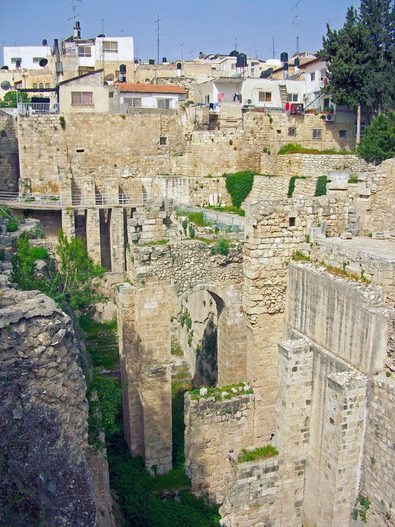 Excavated remains of the Pools of Bethesda in Jerusalem, the site John's Gospel describes
