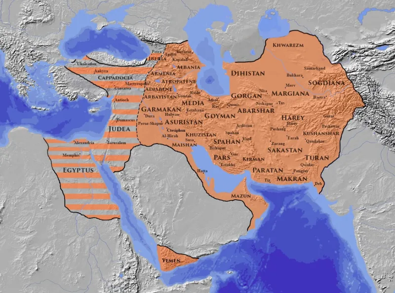 The Sasanian Empire at its height in 621, the moment Surah 30 predicts a Roman reversal