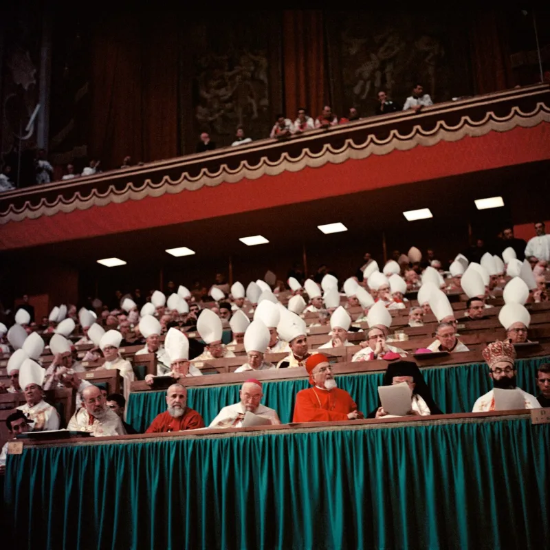 The Second Vatican Council in session; its 1965 declaration Nostra Aetate rejected the charge of collective guilt