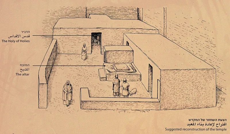 The reconstructed sanctuary at Tel Arad in Judah, a sacrificial shrine outside Jerusalem