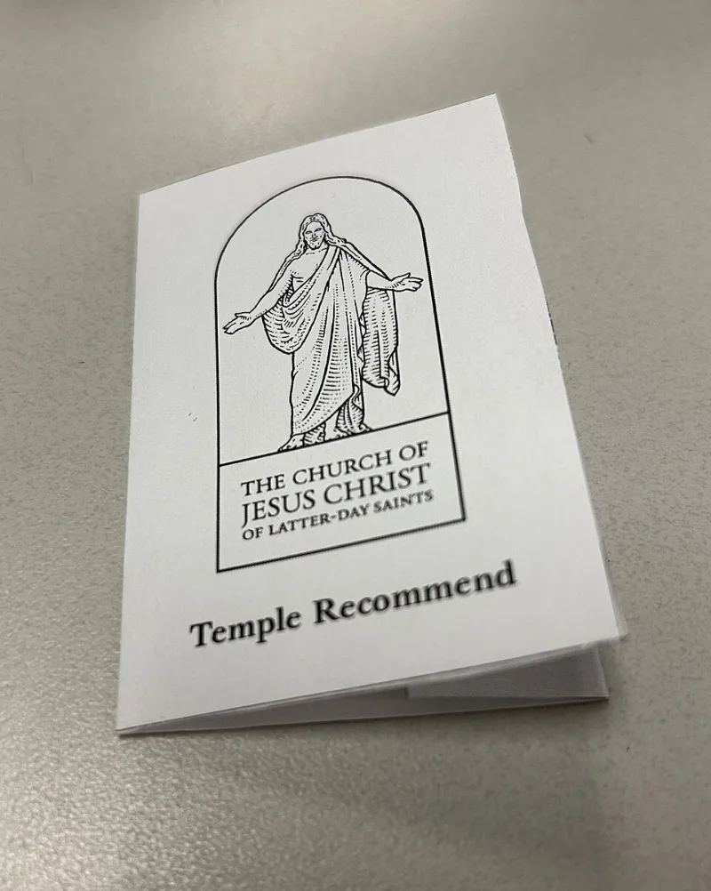A temple recommend; the interview asks about the Word of Wisdom, not about caffeine