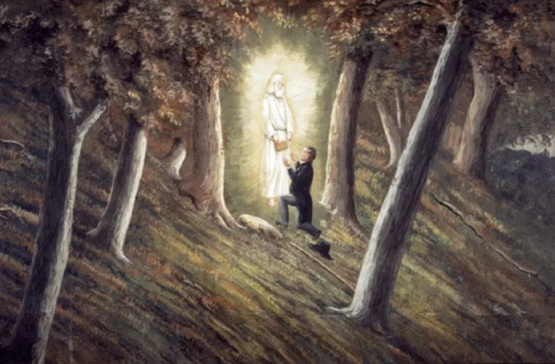 Christensen's nineteenth-century painting of the Hill Cumorah, a devotional artwork rather than a documentary record