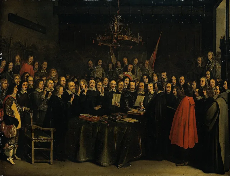 A version after Ter Borch of the Ratification of the Peace of Münster, 1648, ending the war