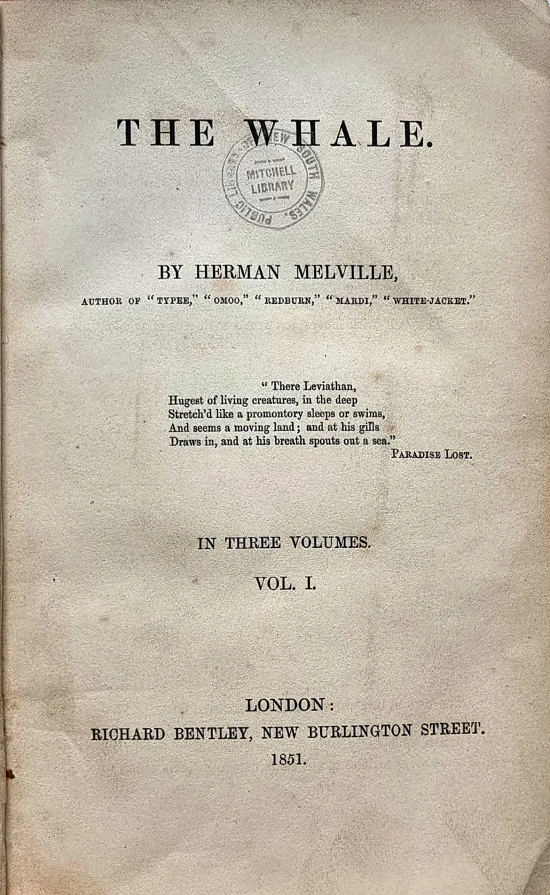 The half-title page of the 1851 London edition of Moby-Dick, where the same codes were found
