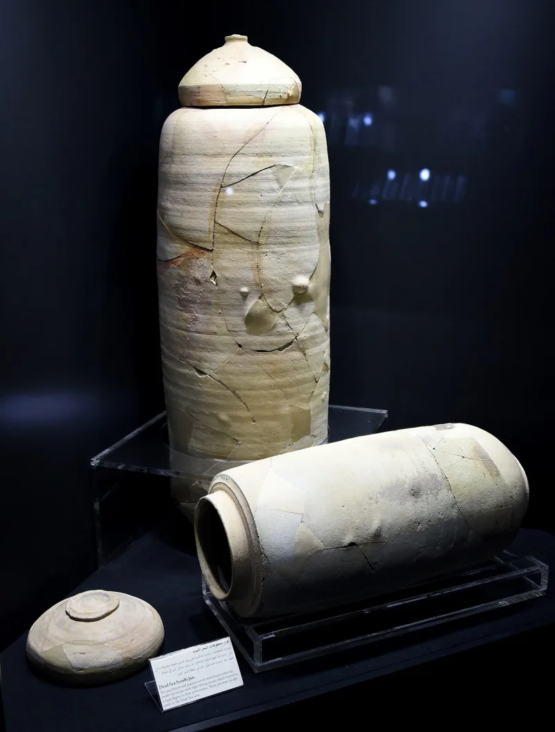 Storage jars from Qumran of the kind that held the Dead Sea Scrolls