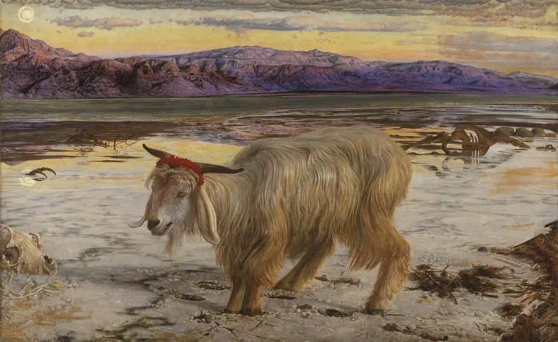 Holman Hunt's Scapegoat, 1856, the goat driven into the wilderness on the Day of Atonement